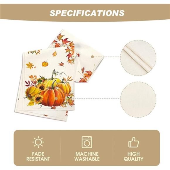 Pumpkins Thanksgiving Table Runner, Kitchen Dining Table Decoration 13 x 72 Inch - Picture 2 of 6